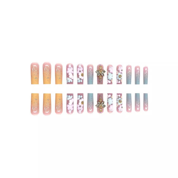 Floral 3D Press-On Nail Art Set Bowlift