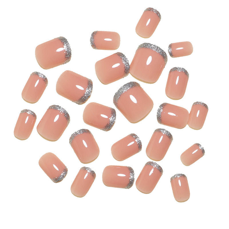 Sparkling French Tip Press-On Nails Bowlift