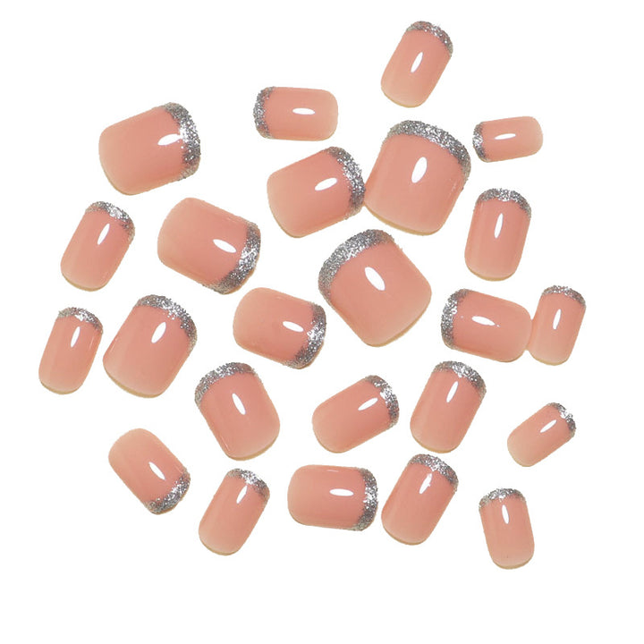 Sparkling French Tip Press-On Nails Bowlift