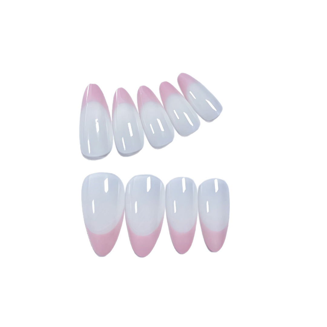 Stylish Almond-Shaped Press-On Nail Set with Chic Pink Tips Bowlift