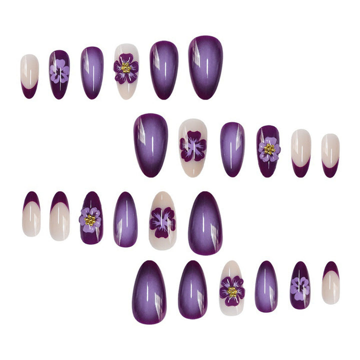Artistic Floral Design Press-On Nail Set Bowlift