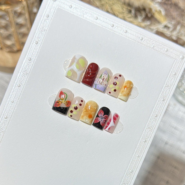 Decorative Nature-Themed Press-On Nail Set Bowlift