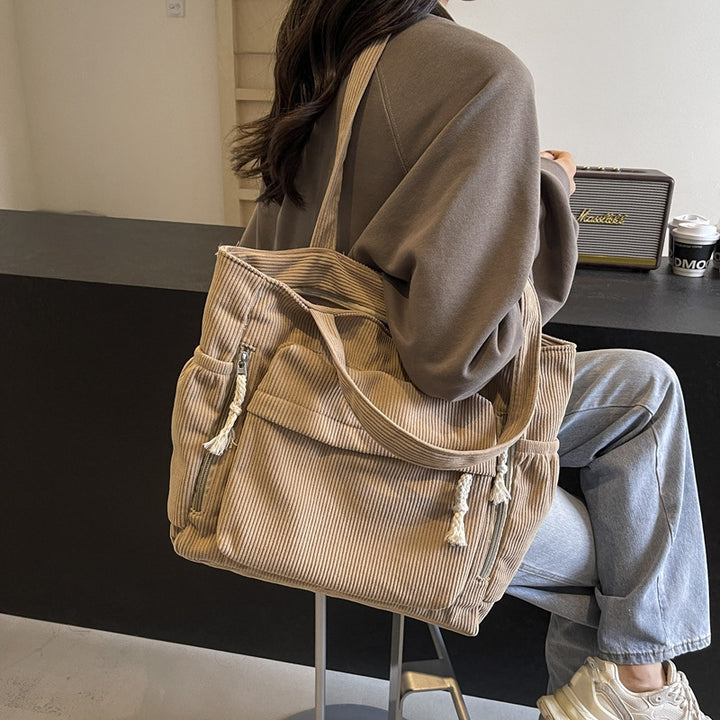 Textured Multi-Pocket Tote Bag Bowlift