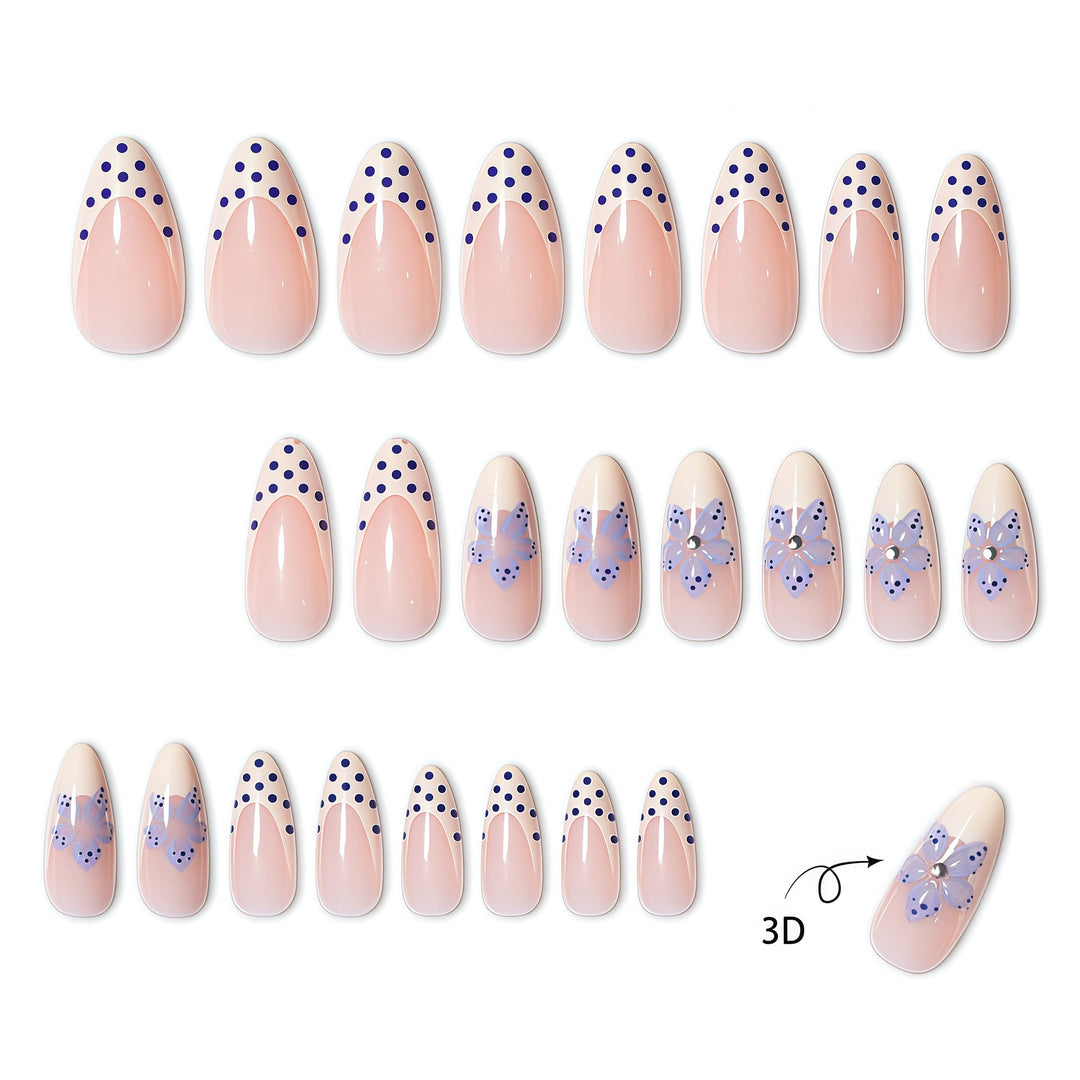 Floral Accent Pointed Nail Extensions Bowlift