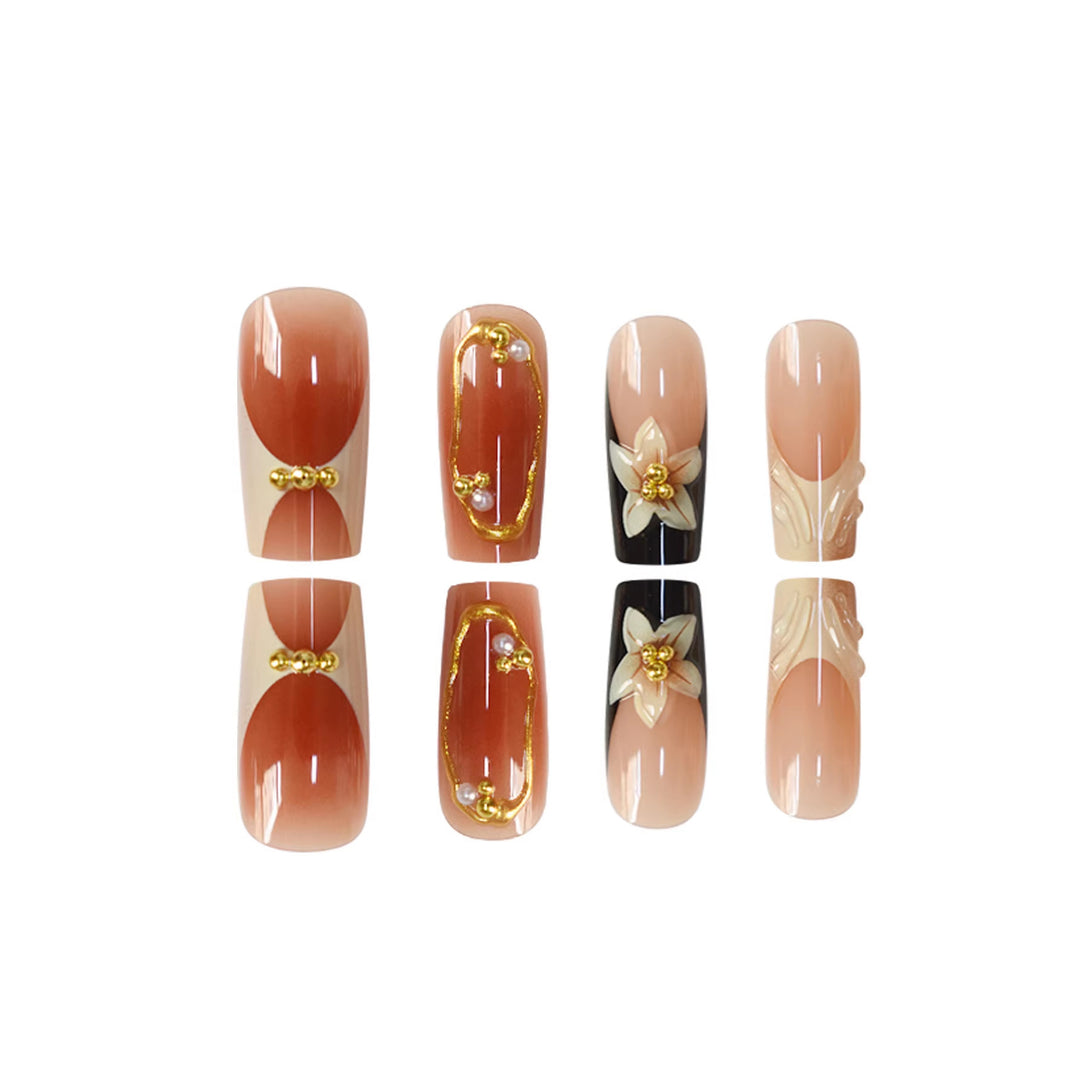 Decorative Patterned Press-On Nail Extensions Bowlift