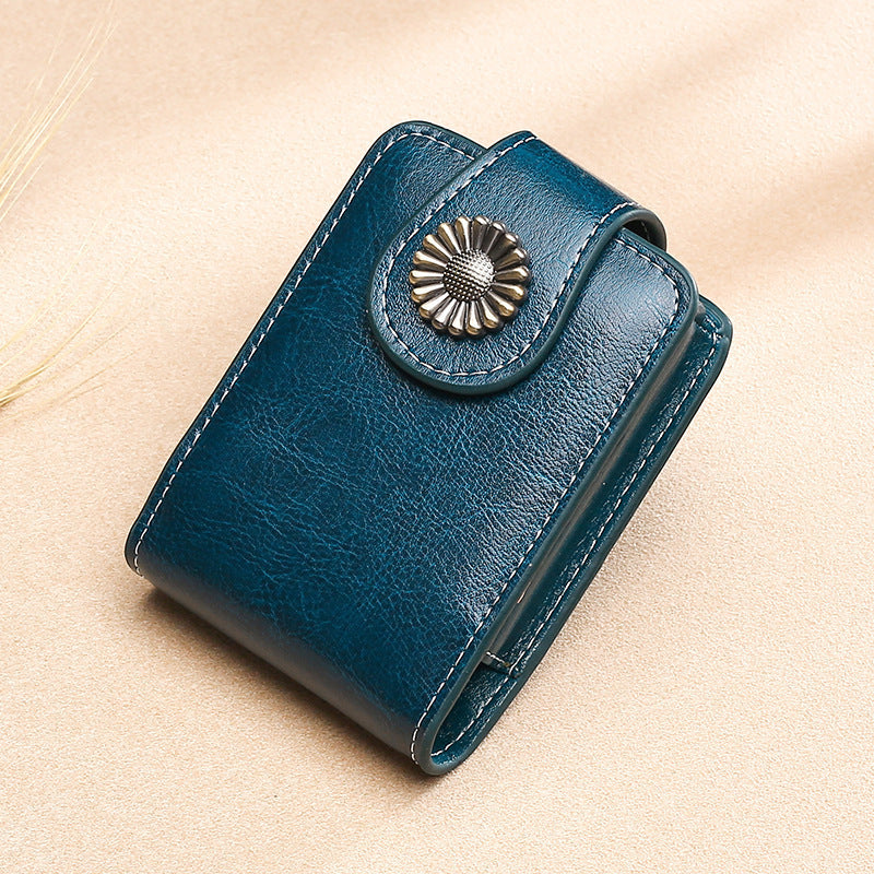Vintage Leather Buttoned Coin Purse Bowlift