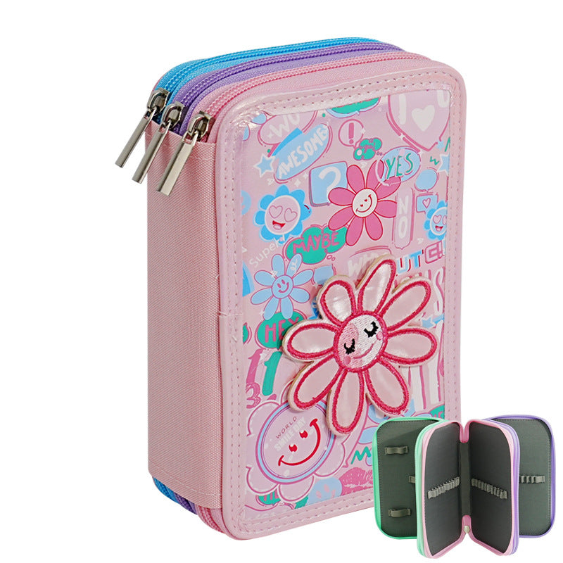 Dinosaur-Themed Dual-Zipper Pencil Case Bowlift