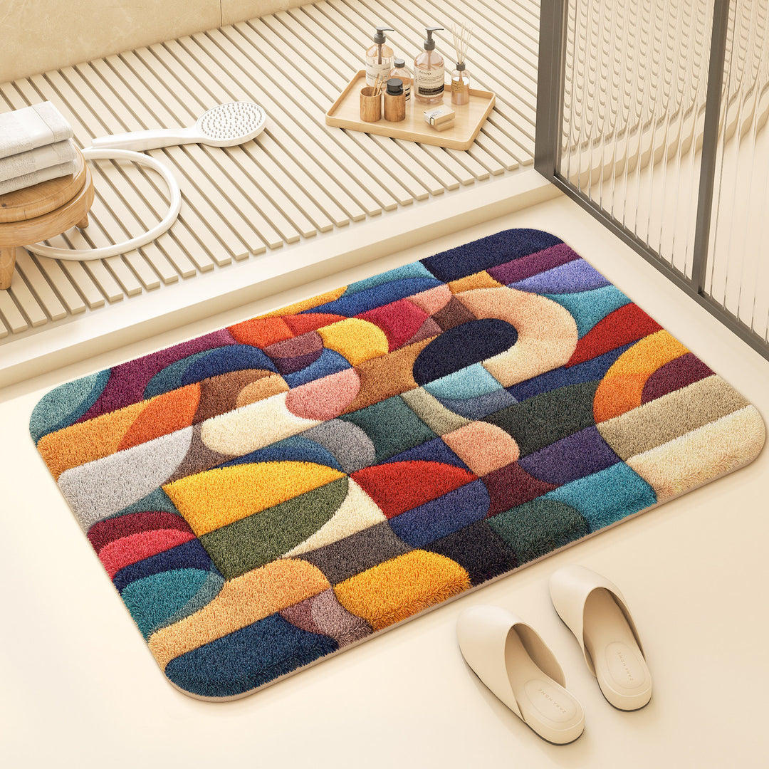 Colorful Geometric Design Bath Mat Bowlift