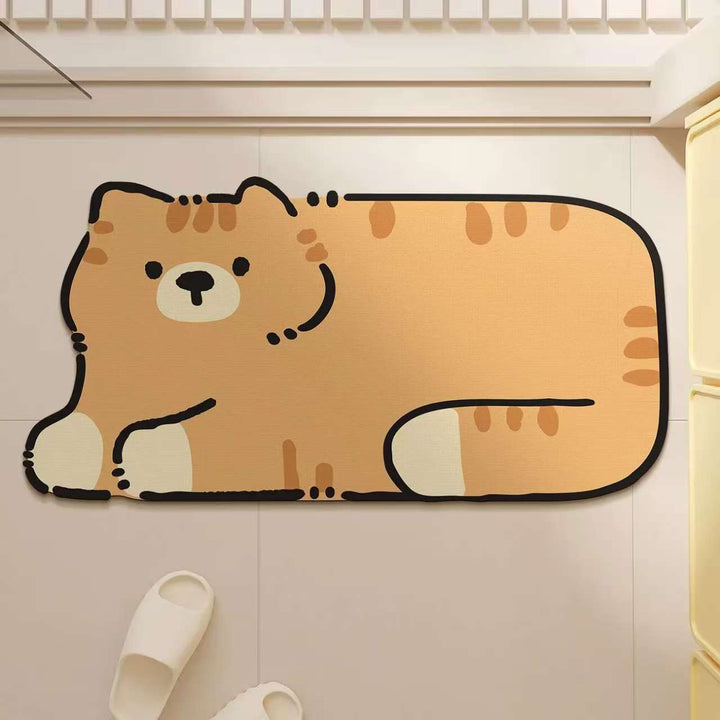 Playful Cat-Themed Bath Mat