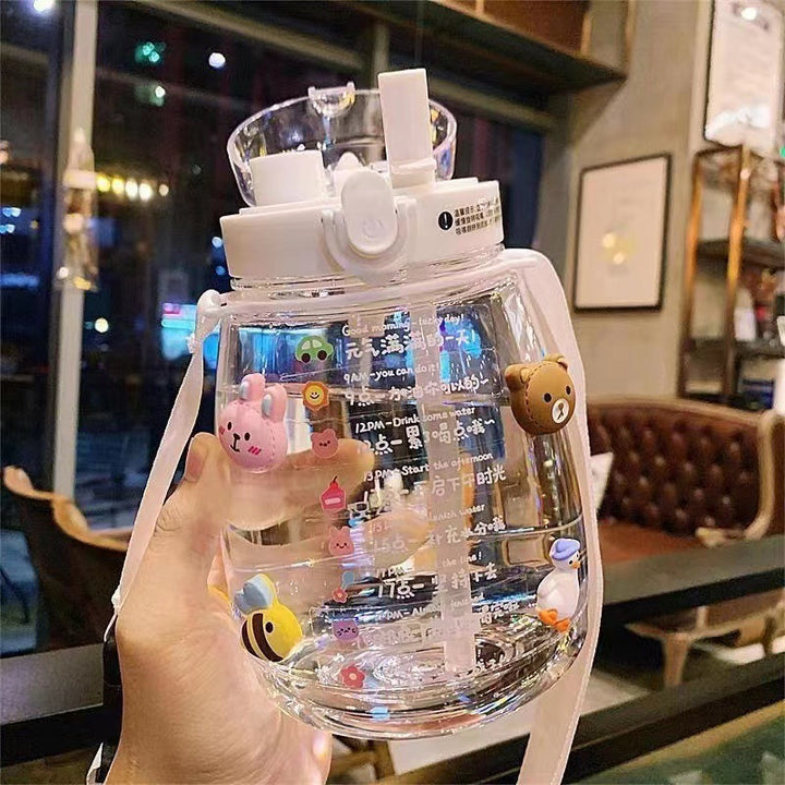 Women Glass Drinking Bottle with Secure Lid Bowlift
