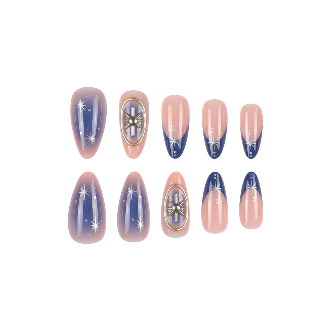 Artistic Stiletto Nail Set with Glittering Accent Bowlift