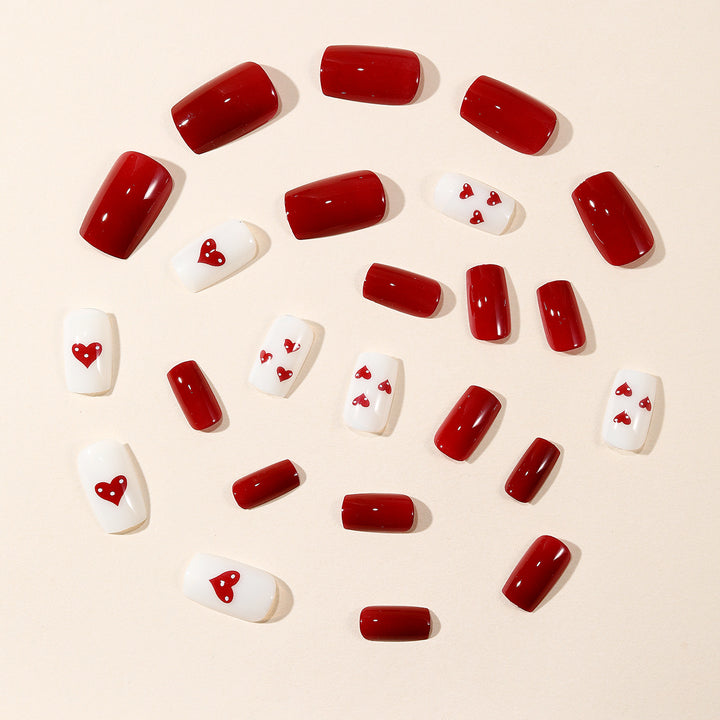 Artistic Heart-Themed Press-On Nail Set Bowlift