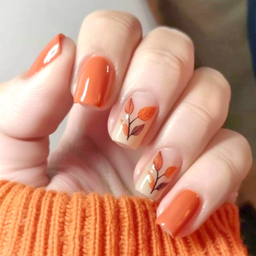 Autumn-Themed Press-On Nail Art Set Bowlift