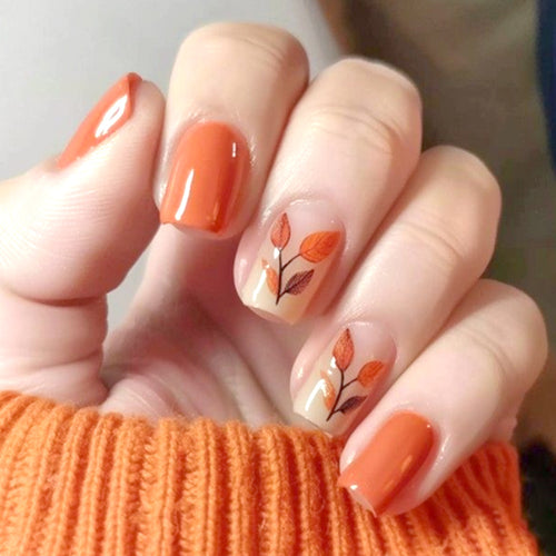 Autumn-Themed Press-On Nail Art Set Bowlift