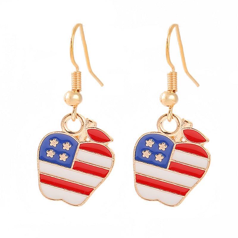 Ladies enamel earrings horseshoe with star stripe motif Bowlift