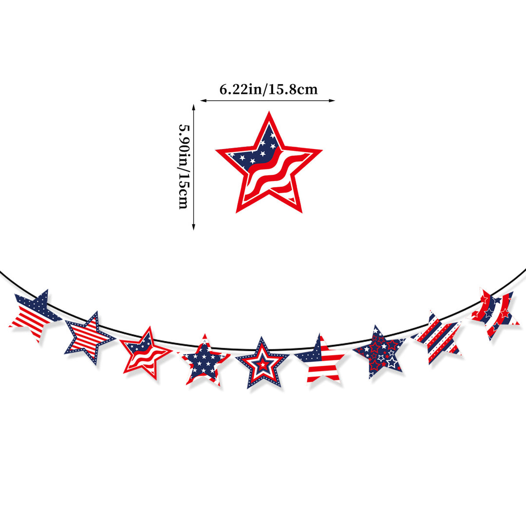 Unisex decorative paper fan garland with wavy semicircle pennants and star pattern Bowlift