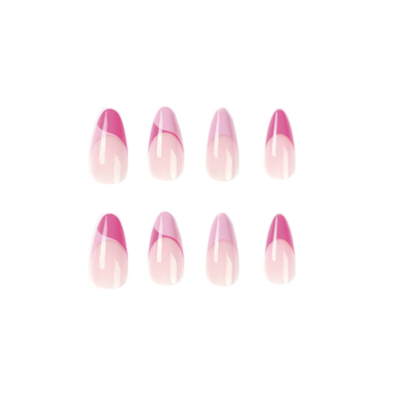 Artificial nail extensions with elegant glitter French tip design Bowlift