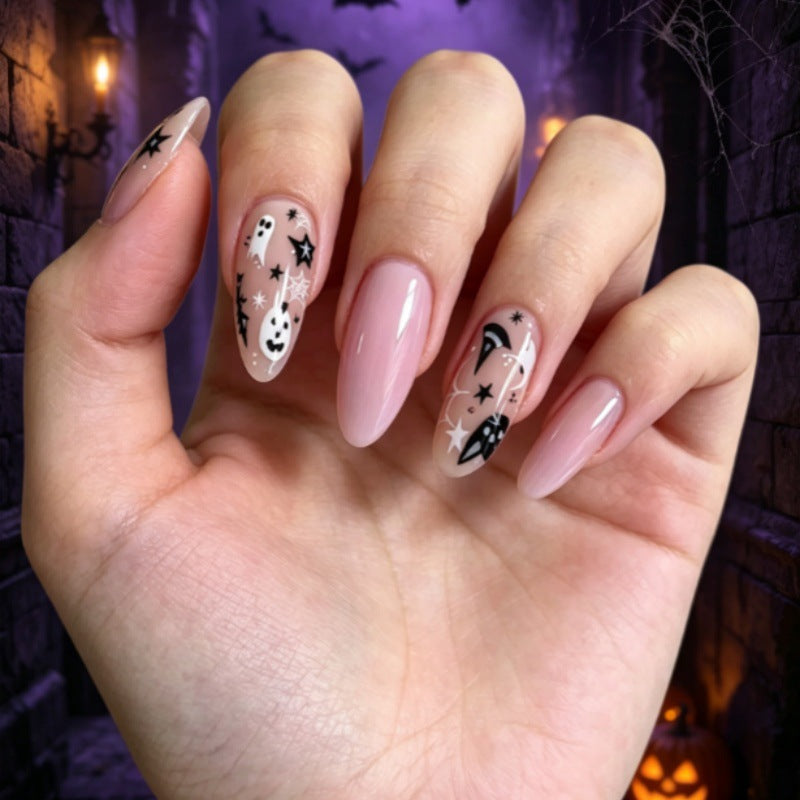 Artistic Halloween-Themed Press-On Nail Design Bowlift