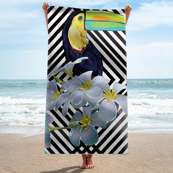 Beach towel with tropical flamingo pattern Bowlift