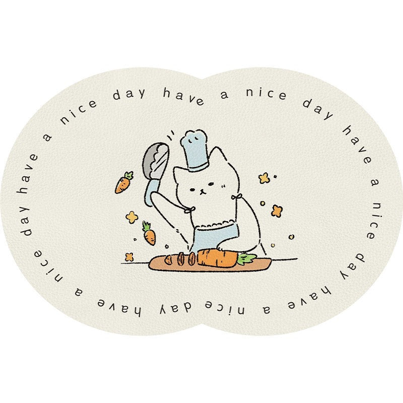 Unisex Cute Cartoon Pet-Themed Mat Bowlift