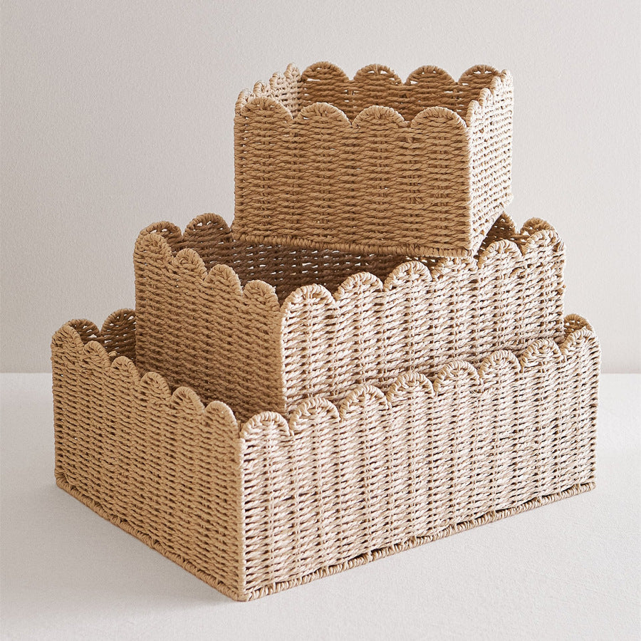 Handcrafted storage basket with curved edge Bowlift