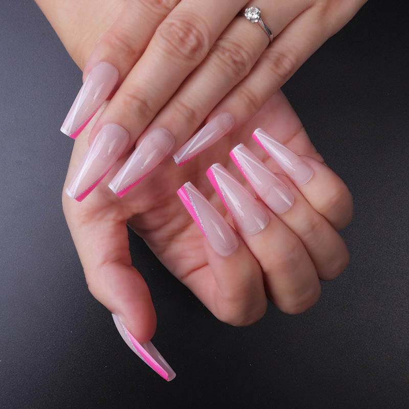 Long Stiletto Press-On Nails with Elegant French Tip Design Bowlift