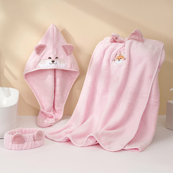 Cozy bath wrap blanket with hood and ears Bowlift