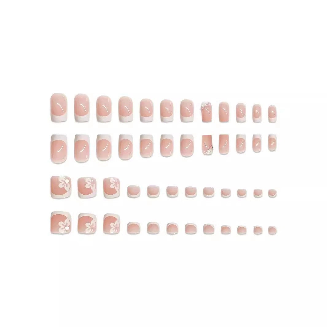 Elegant French Tip Press-On Nail Art Set Bowlift