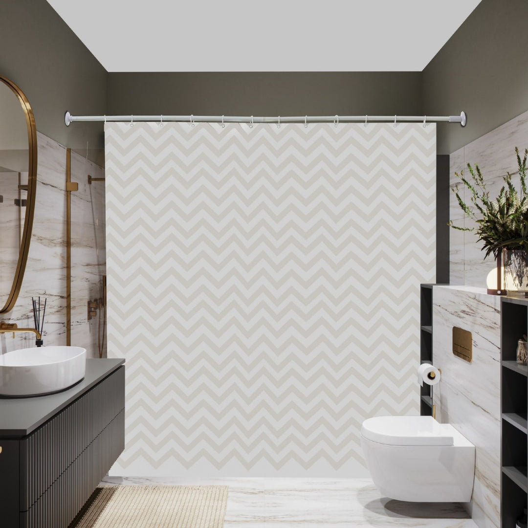 Chevron Pattern Water-Resistant Shower Curtain Bowlift