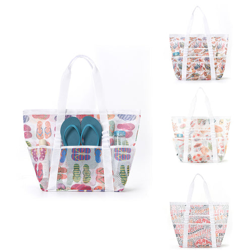 Mesh Beach Bag with Colorful Design Bowlift