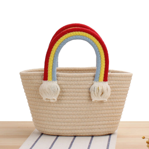 Cheerful straw bag with colorful handles Bowlift