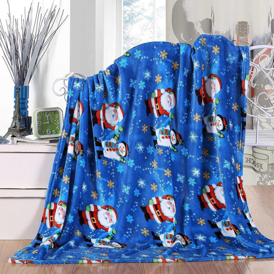 Festive Santa-Themed Plush Fleece Blanket