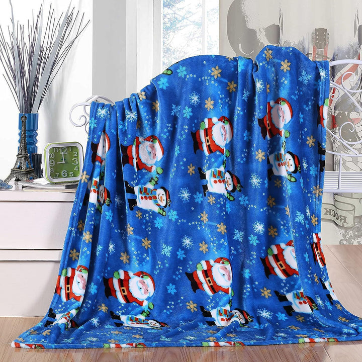 Festive Santa-Themed Plush Fleece Blanket