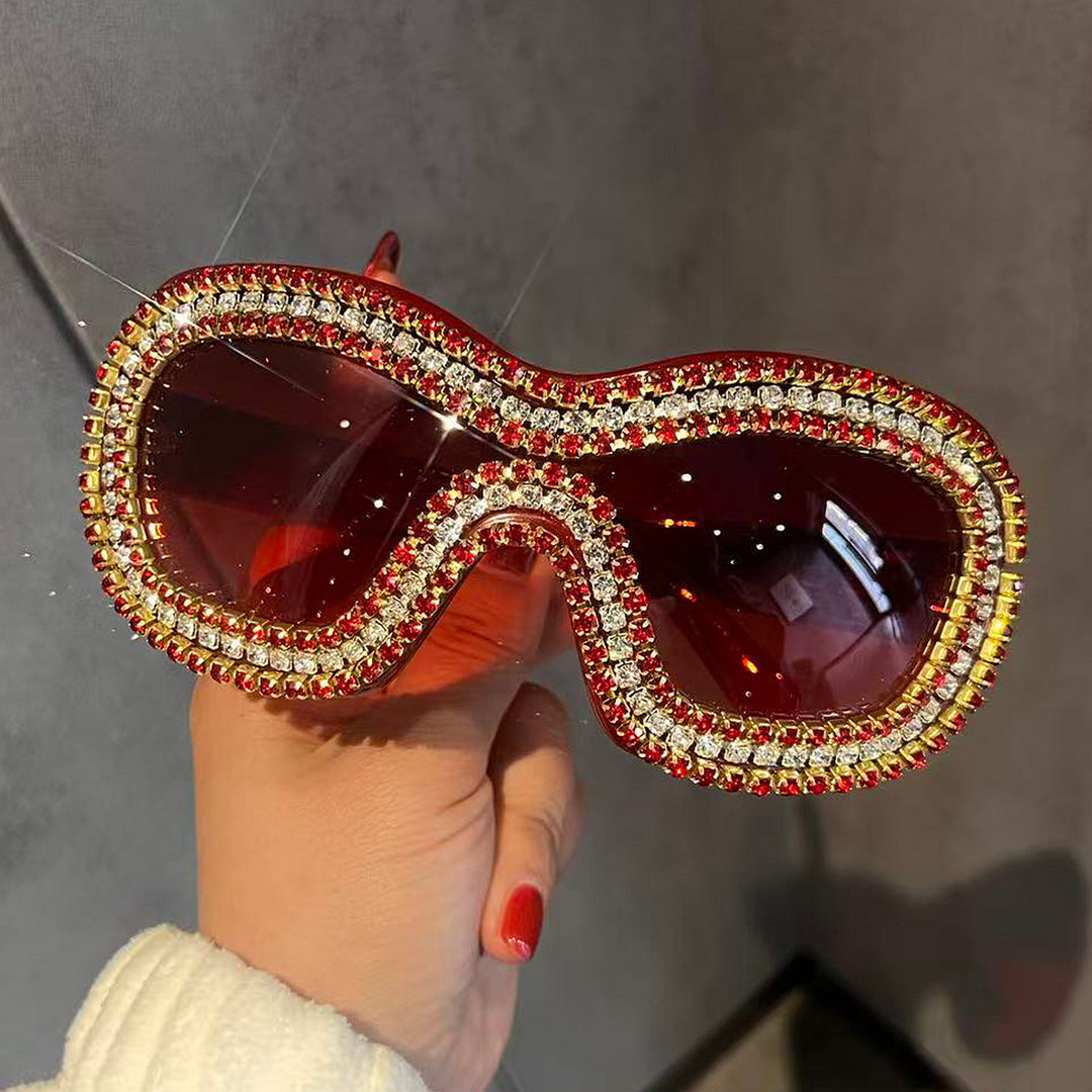 Women's glamorous sports sunglasses with extravagant crystal frame Bowlift