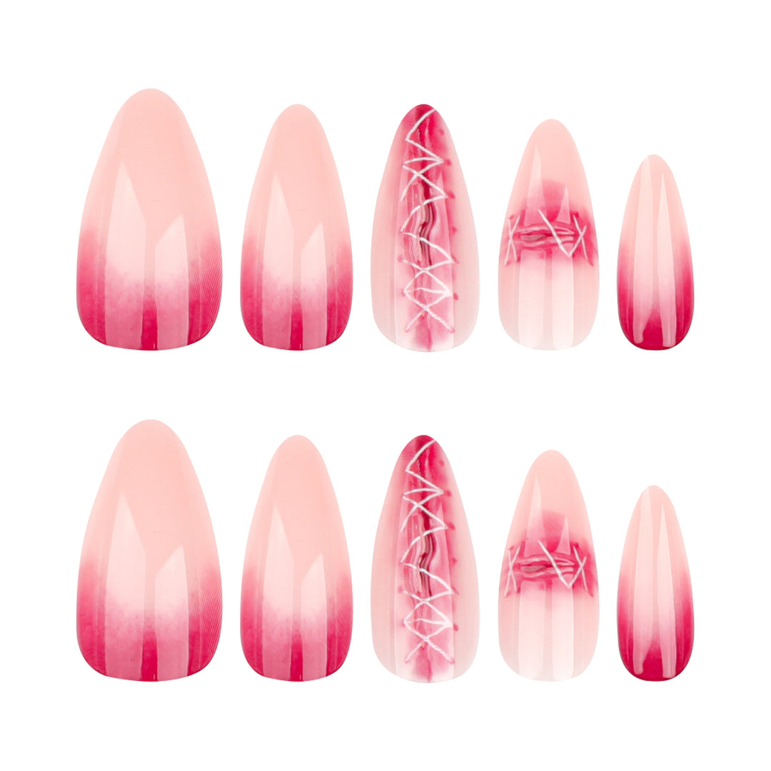 Artful Nail Extensions in Elegant Ombre Style with Art Motif Bowlift