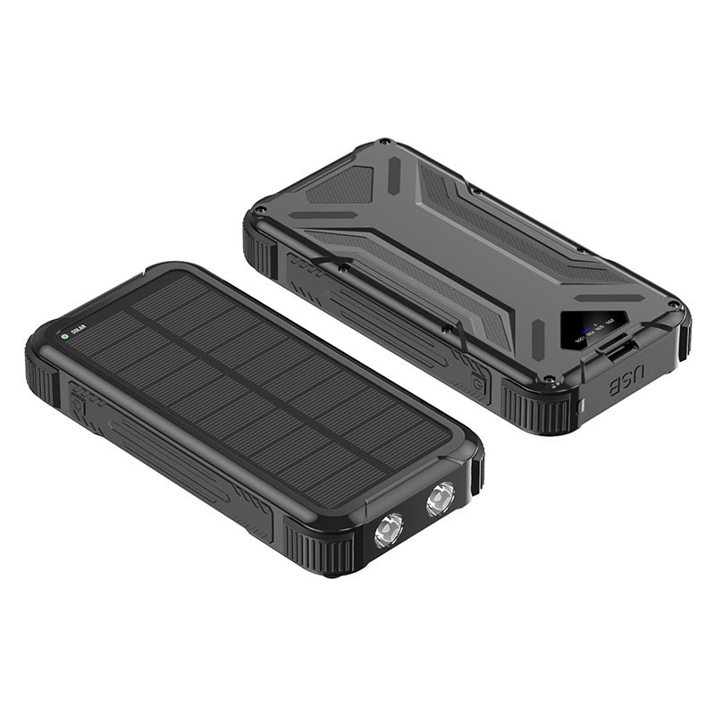 Solar-powered power bank with robust design and LED light Bowlift