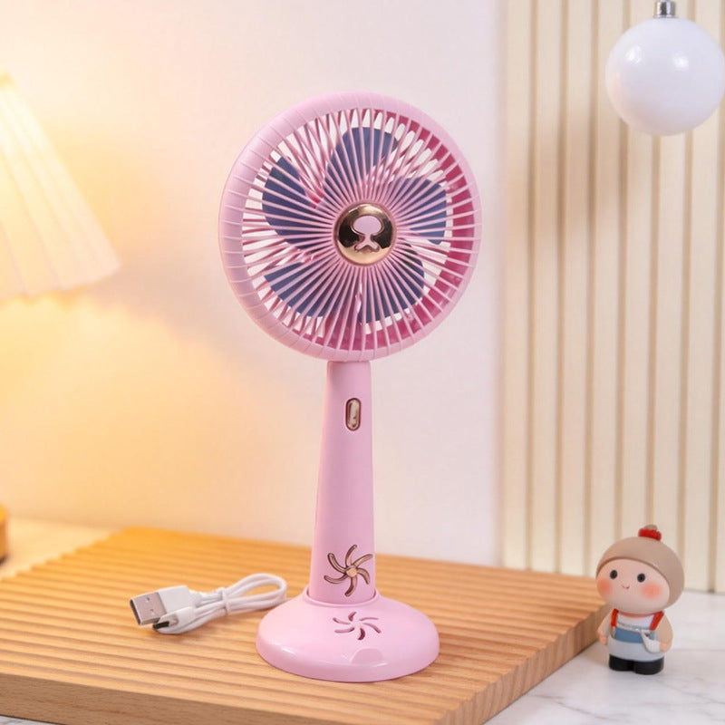 Cooling rechargeable handheld and tabletop fan with detachable base and USB charging Bowlift