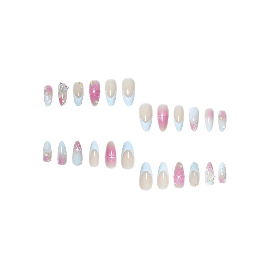 Premium Floral Art Press-On Nail Set Bowlift