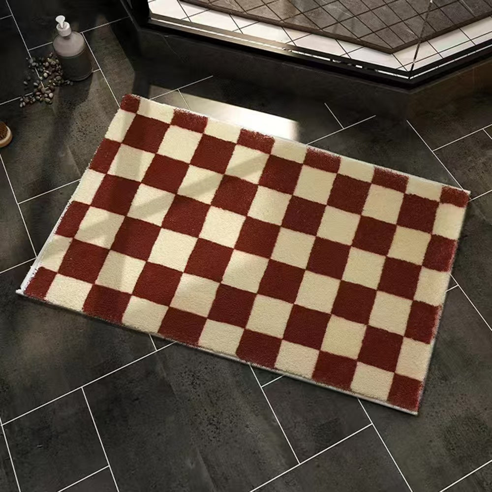 Checkerboard Patterned Bath Mat