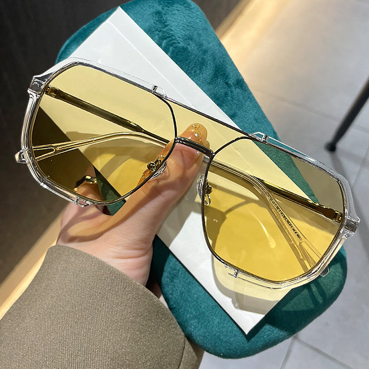 Ladies extravagant sunglasses in hexagonal design with transparent frame Bowlift