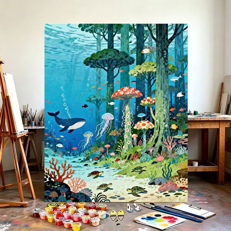 Underwater Fantasy Scene Canvas Art Print Bowlift