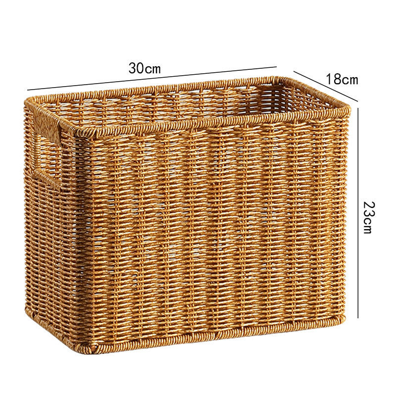 Handwoven Rectangular Storage Basket with Cutout Handles Bowlift