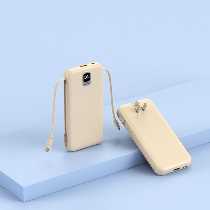 Portable power bank with integrated charging cable and LED display Bowlift