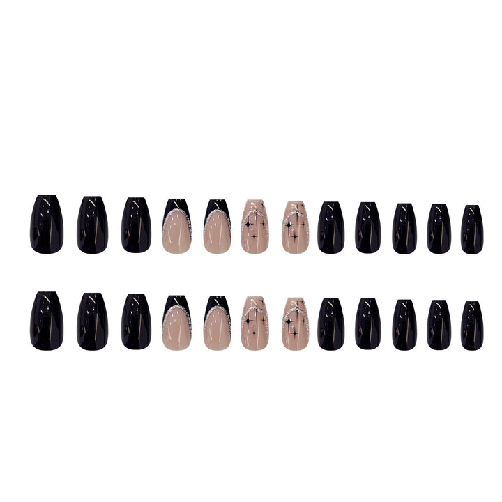 Elegant and artistic stiletto artificial nails with glitter embellishments Bowlift