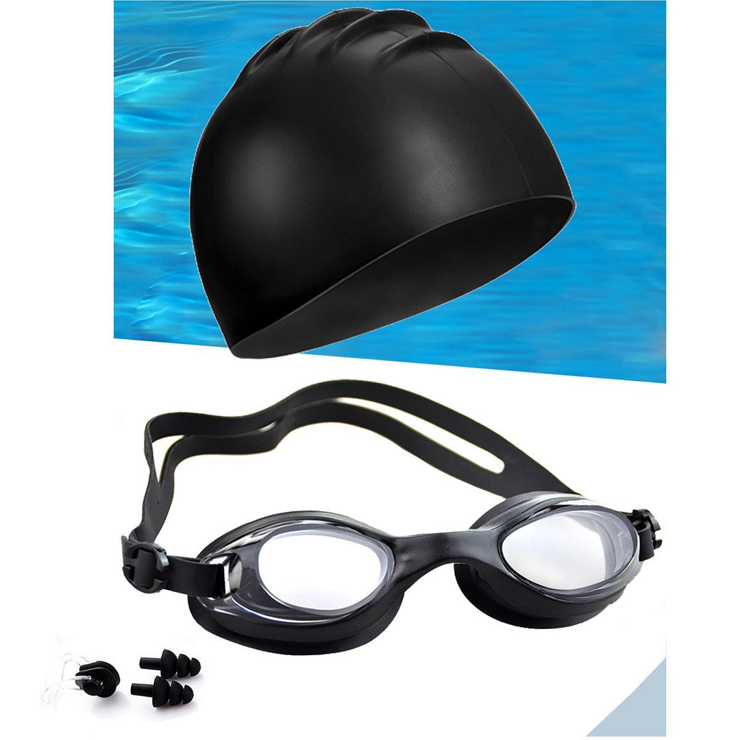 Swimming set with ergonomic swimming goggles and reliable swim cap Bowlift