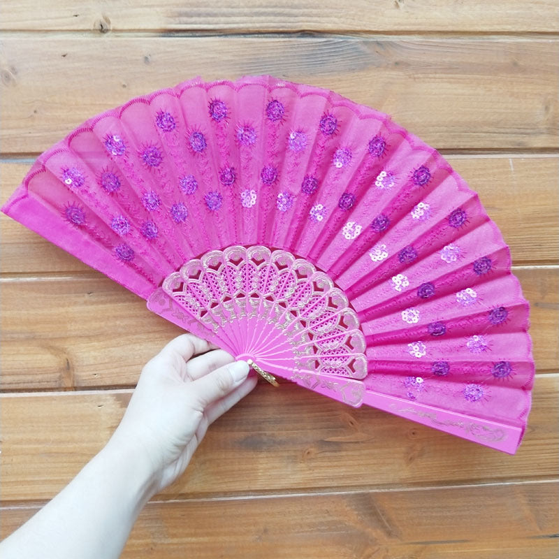 Ladies handcrafted fan with exquisite embroidery Bowlift