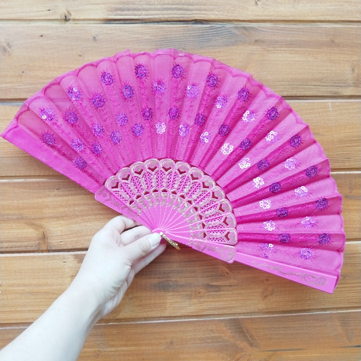 Ladies handcrafted fan with exquisite embroidery Bowlift