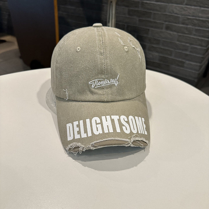 Distressed Denim Graphic Baseball Cap