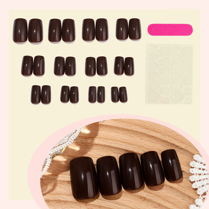 Artificial nail set with shiny dark brown finish Bowlift