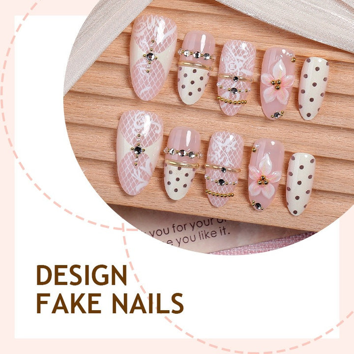 Creative acrylic nail set with elegant decorations Bowlift